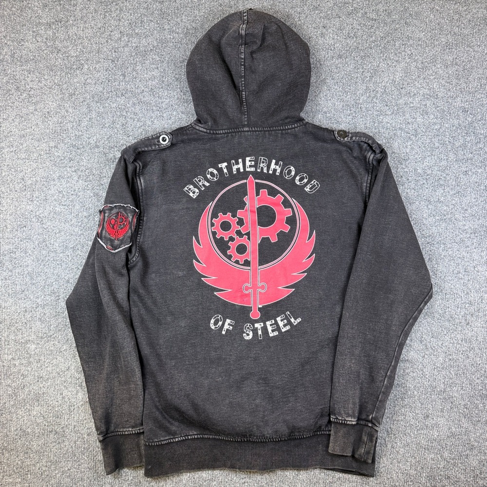 Fallout Brotherhood of Steel Hoodie Mens M Gray Full Zip Video Game Bethesda